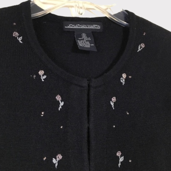 Johnathan Martin Beaded Flower Cardigan Vintage Sz Small Y2K CottageCore Dainty - Picture 2 of 11